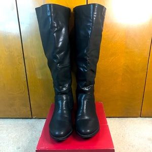 Avenue Faux Leather Back-Laced Knee High Boots